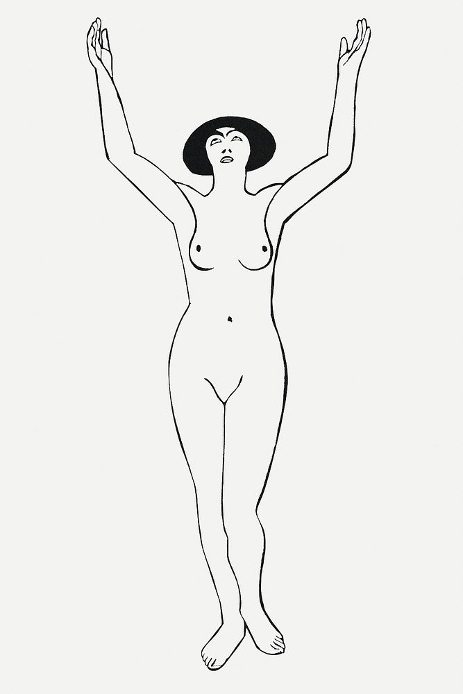 Vintage nude woman psd illustration, remix from artworks by Samuel Jessurun de Mesquita