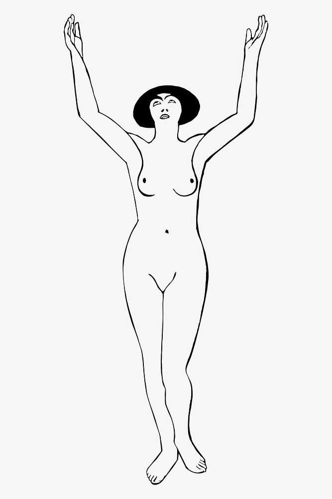 Vintage nude woman illustration vector, remix from artworks by Samuel Jessurun de Mesquita