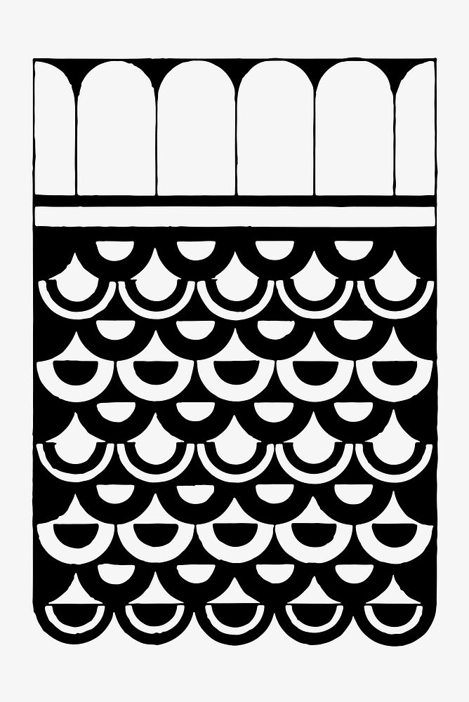 Vintage fish scales ornament vector art print, remix from artworks by Samuel Jessurun de Mesquita