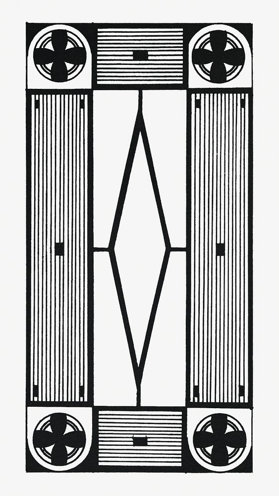 Vintage symmetric ornament psd art print, remix from artworks by Samuel Jessurun de Mesquita