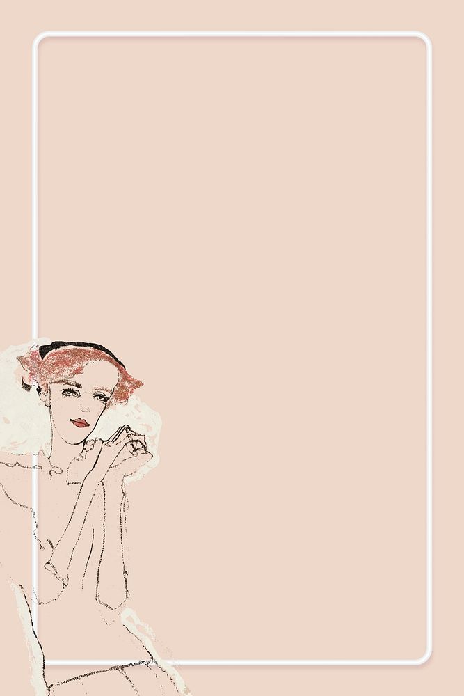 Vintage woman frame illustration vector remixed from the artworks of Egon Schiele.