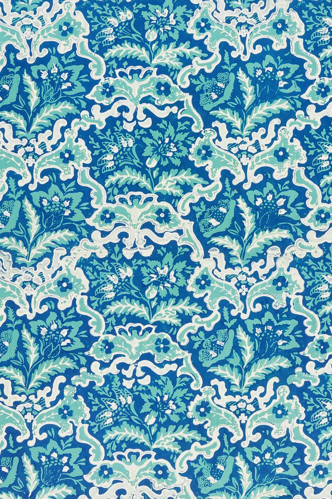 Antique blooming flowers blue floral pattern background image