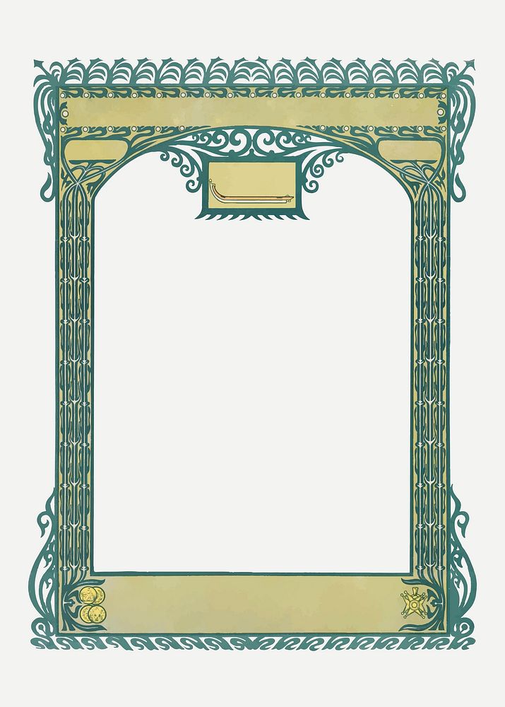 Frame vector with vintage green border, remixed from the artworks by Johann Georg van Caspel