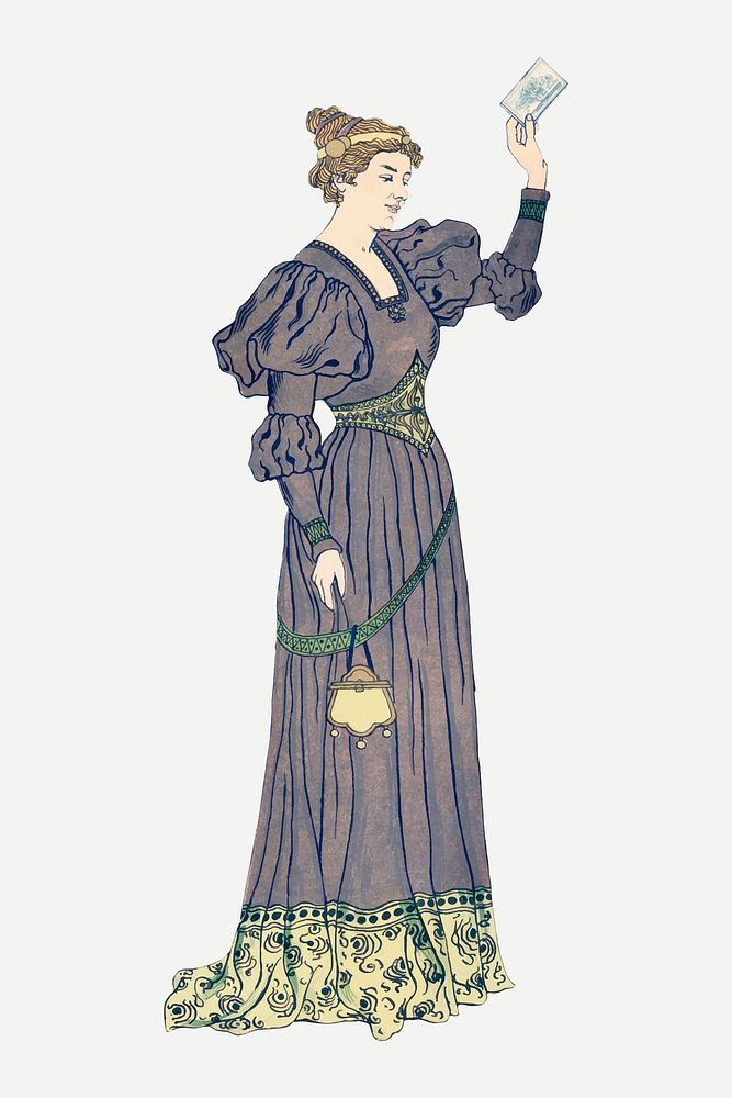 Woman vector in vintage dress paying cash, remixed from the artworks by Johann Georg van Caspel