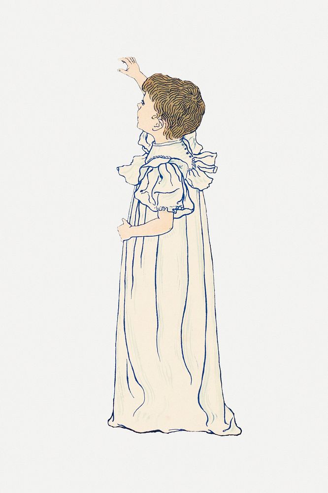 Cute girl in traditional nightgown reaching out her hand, remixed from the artworks by Johann Georg van Caspel