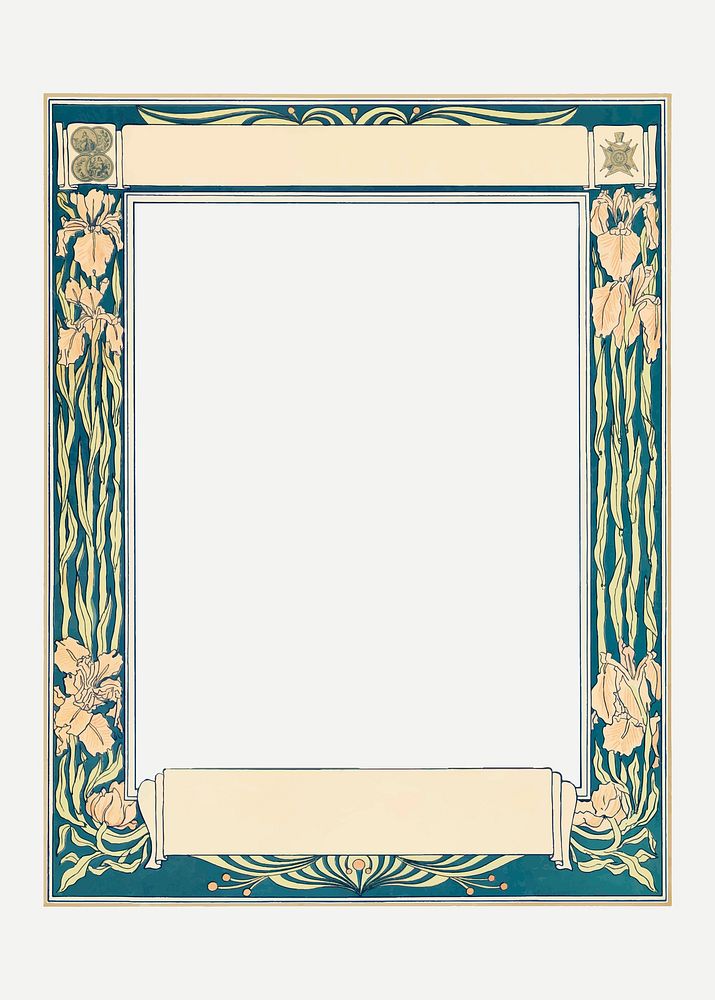 Frame vector with vintage green floral border, remixed from the artworks by Johann Georg van Caspel