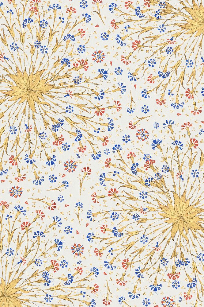Ottoman floral pattern luxury background, remixed from original artwork by Sultan S&uuml;leiman the Magnificent
