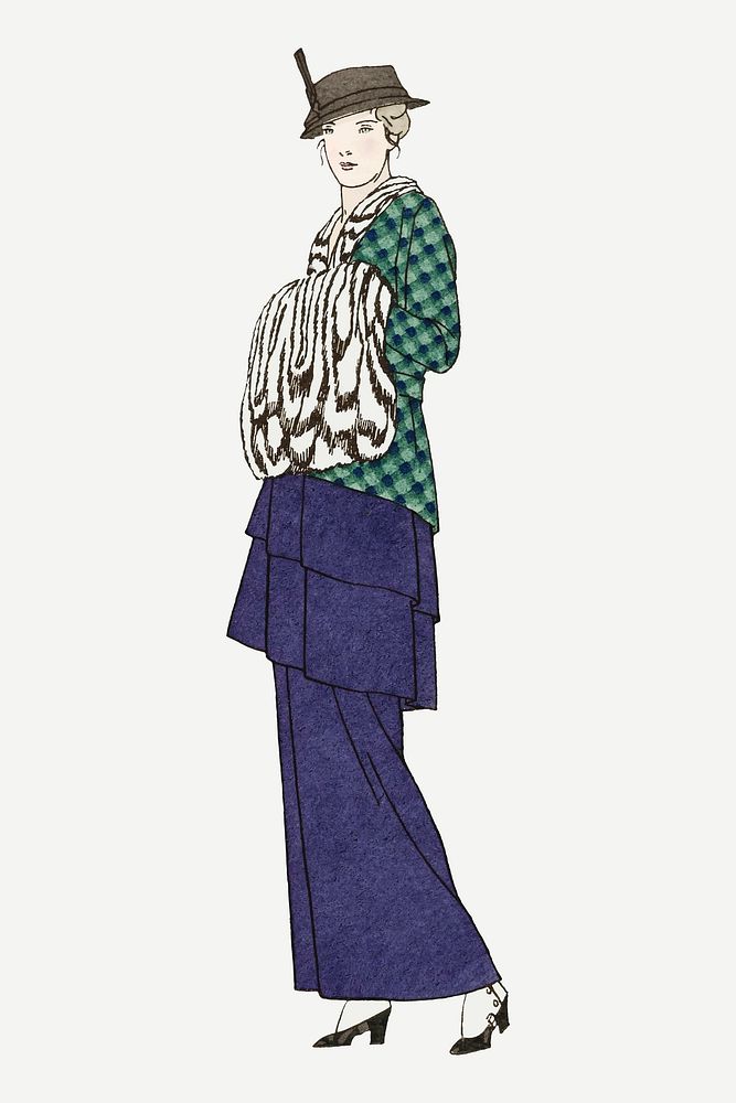 Woman in vintage dress vector, remixed from the artworks by Bernard Boutet de Monvel