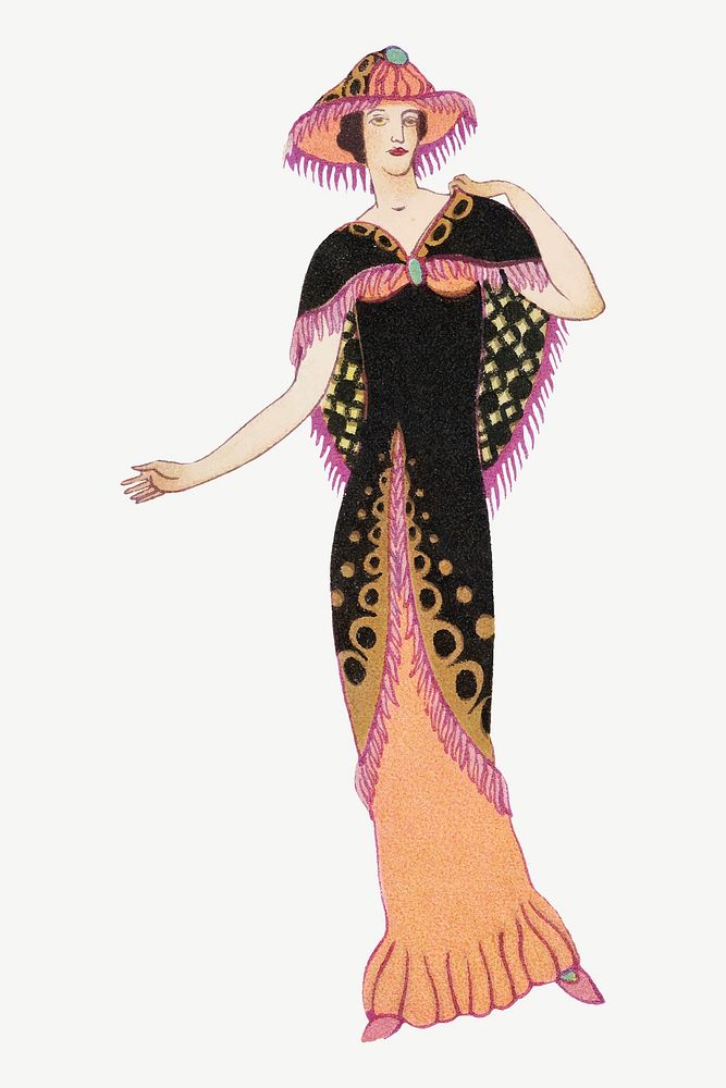 Woman in flapper dress vector, remixed from the artworks by Otto Friedrich Carl Lendecke