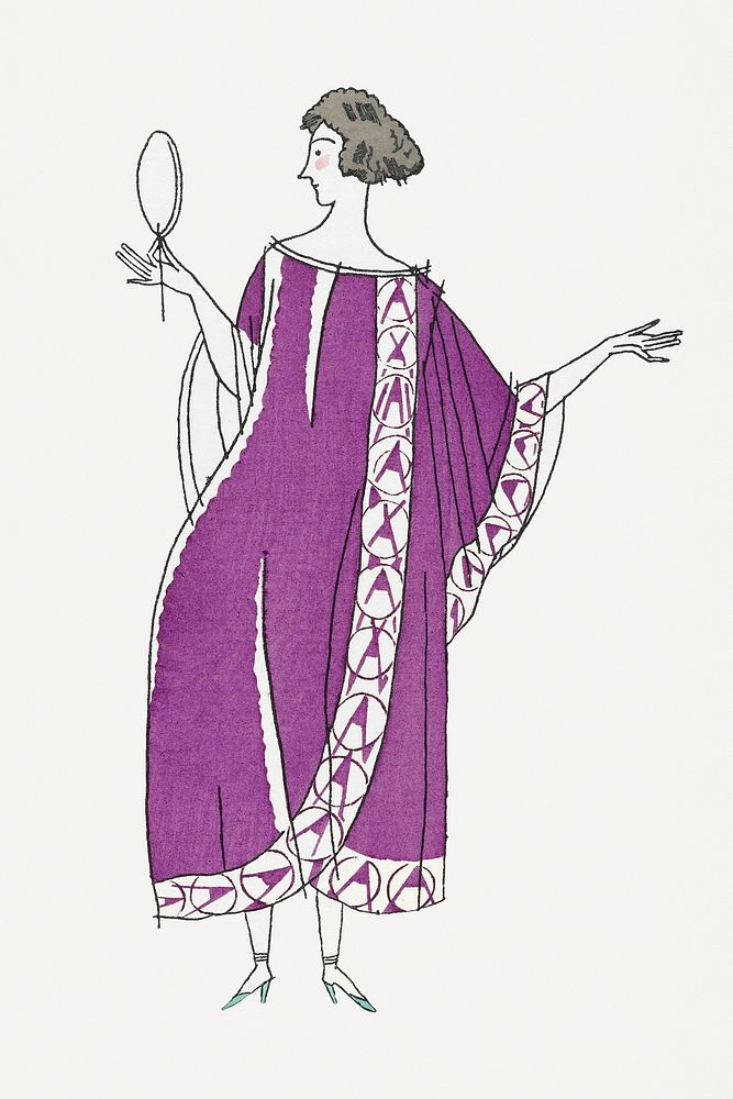 Woman in purple vintage dress, remixed from the artworks by Charles Martin