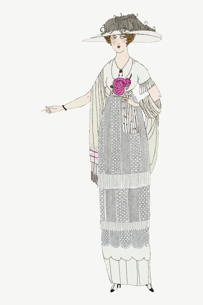 Woman vector in fashionable vintage dress, remixed from the artworks by Charles Martin