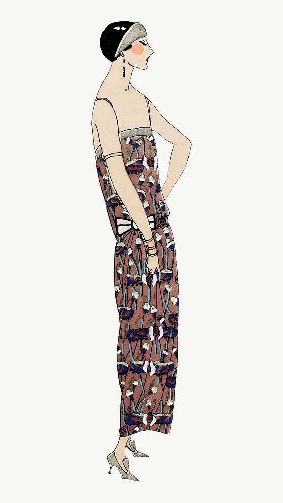 Flapper woman vector, remixed from vintage illustration published in Tr&egrave;s Parisien