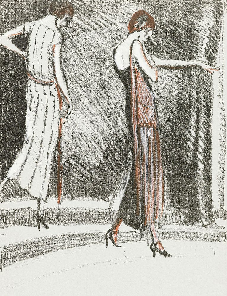 Flapper women illustration, remixed from the artworks by Porter Woodruff