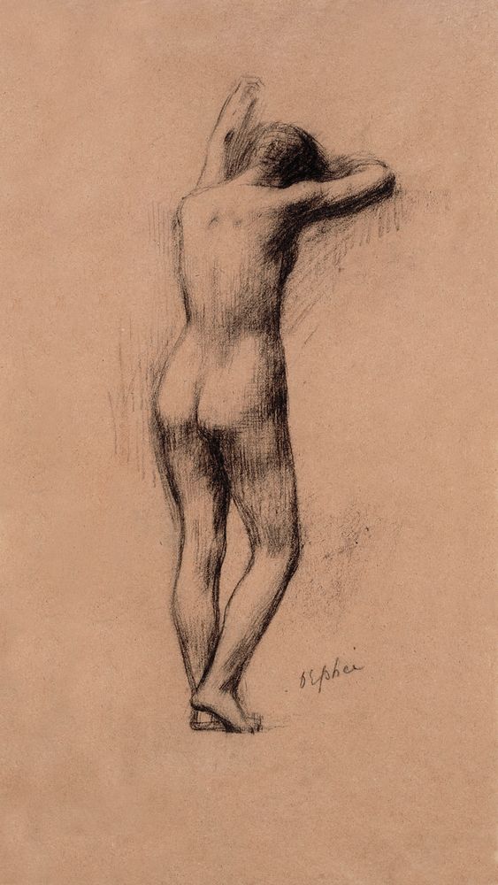 Naked woman posing sexually and showing her bum, vintage art. Orpheus (recto) by Renan, Ary Ernest. Original from The Public…