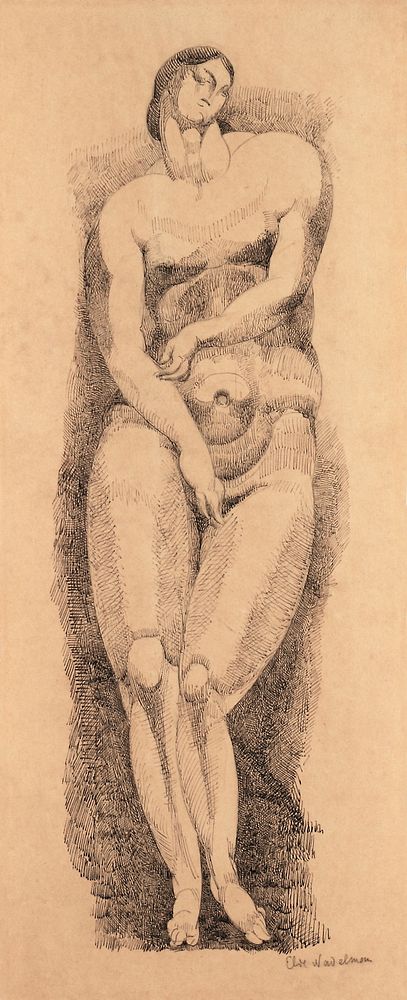 Vintage erotic nude art of a naked woman. Standing Female Nude (1909) by Elie Nadelman. Original from The Smithsonian.…