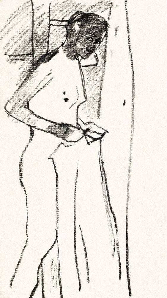 Vintage erotic nude art of a naked woman. Standing Female Nude (1895&ndash;1898) by George Hendrik Breitner. Original from…