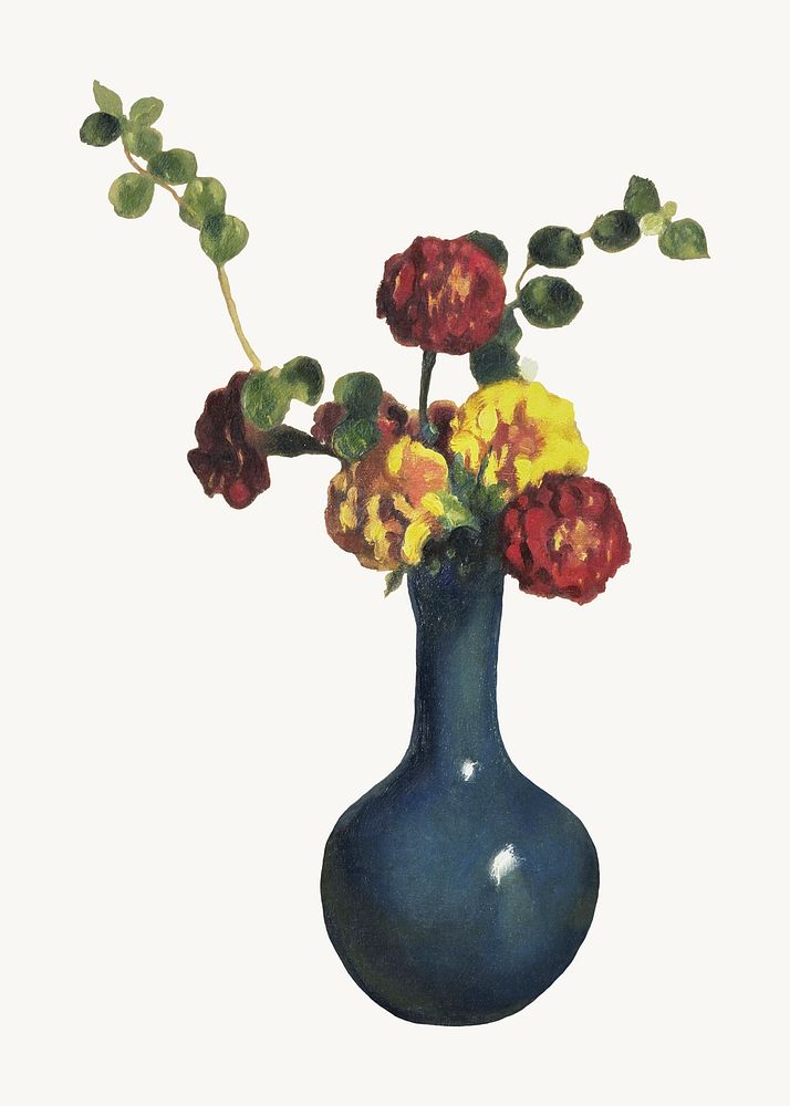 Vintage flower in vase illustration, remix from artworks by Willem Witsen