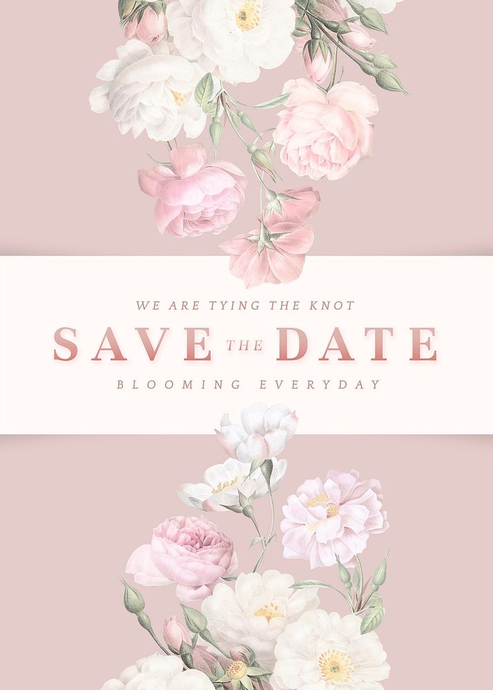 Elegant floral save the date design illustration