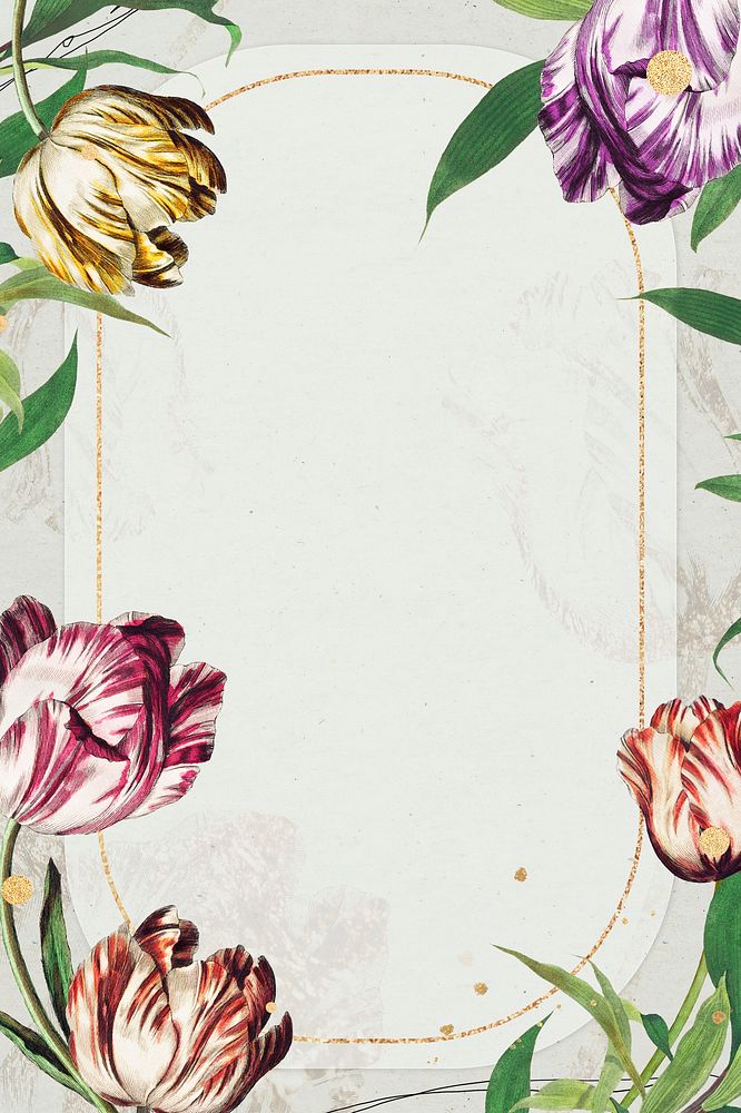 Vintage tulip flower frame design element