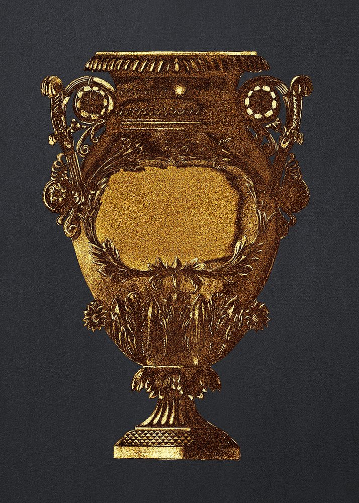 Vintage gold metal vase design element