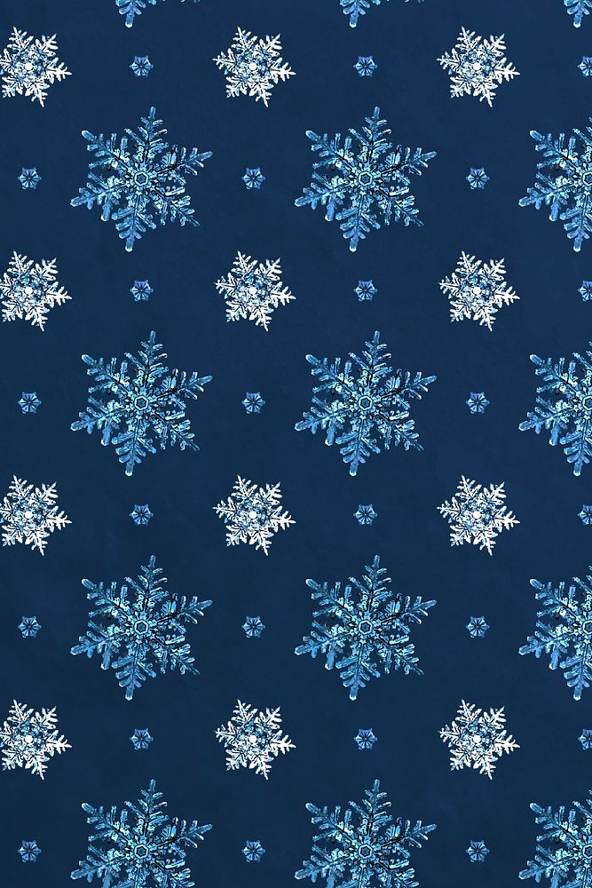 Blue winter snowflake pattern background, remix of photography by Wilson Bentley