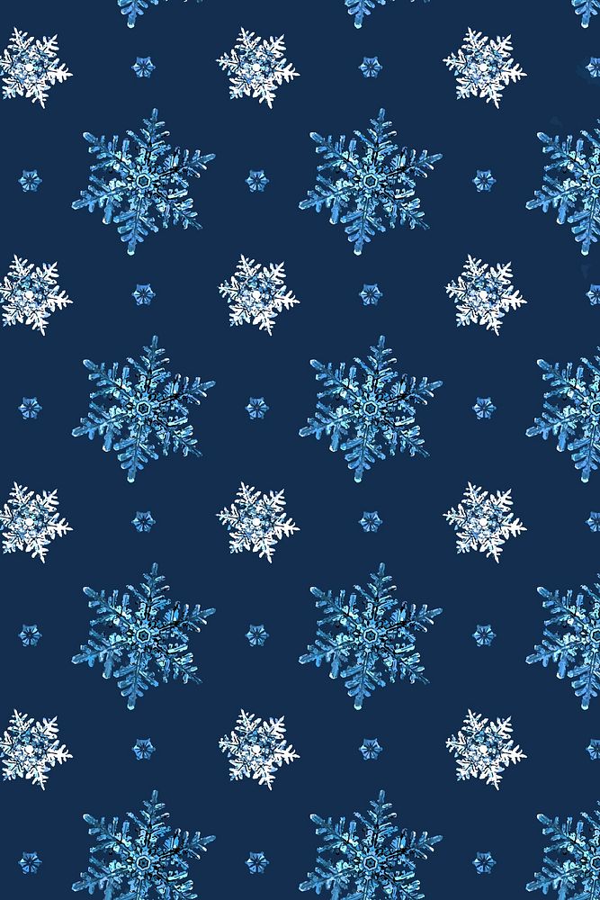 Blue Christmas psd snowflake seamless pattern background, remix of photography by Wilson Bentley