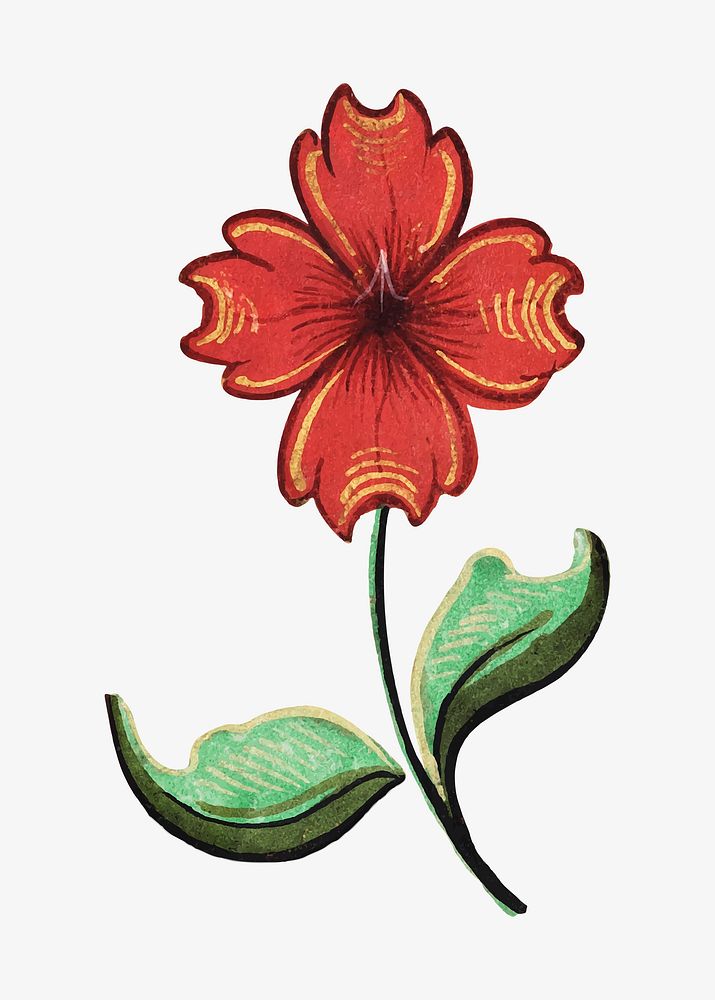 Vintage red flower vector, featuring public domain artworks