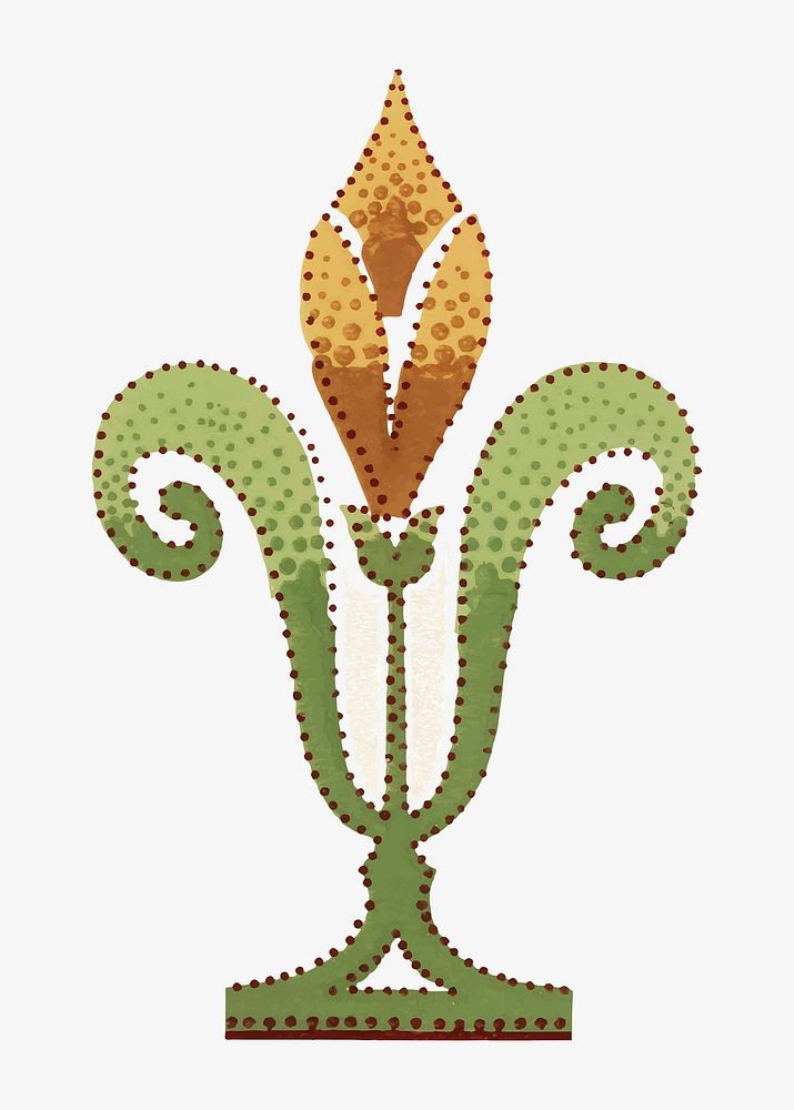 Vintage art nouveau flower vector element, featuring public domain artworks