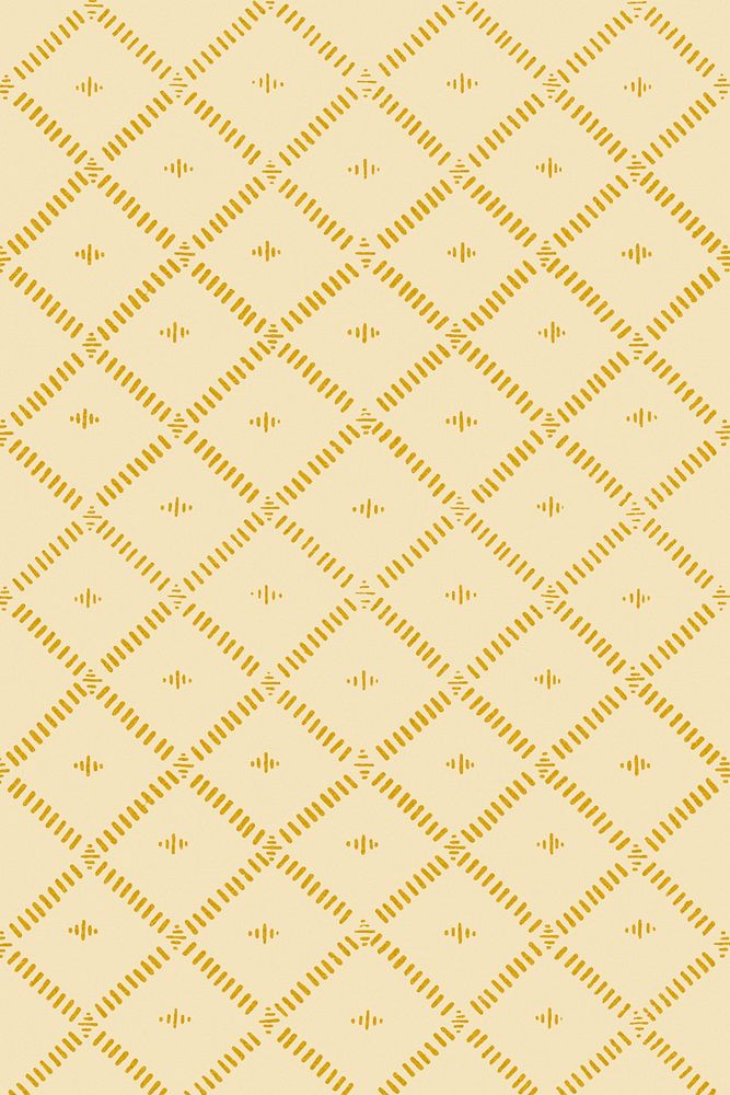 Vintage yellow geometric pattern background, featuring public domain artworks