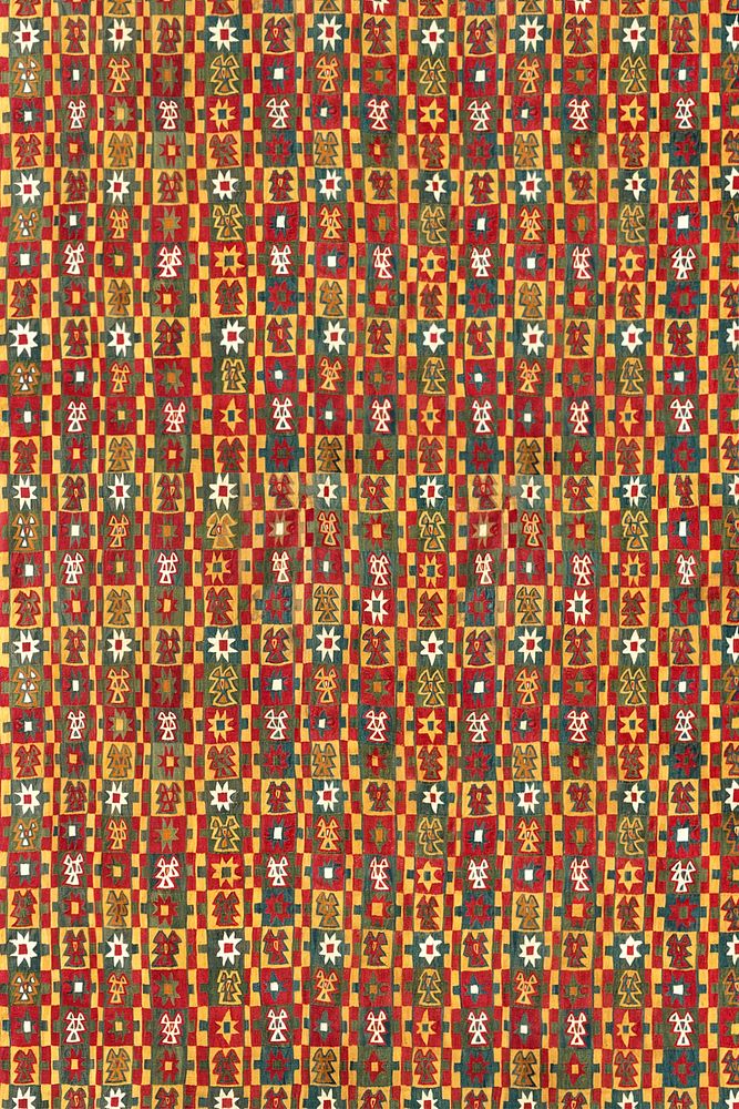 Vintage colorful folk art pattern background, featuring public domain artworks