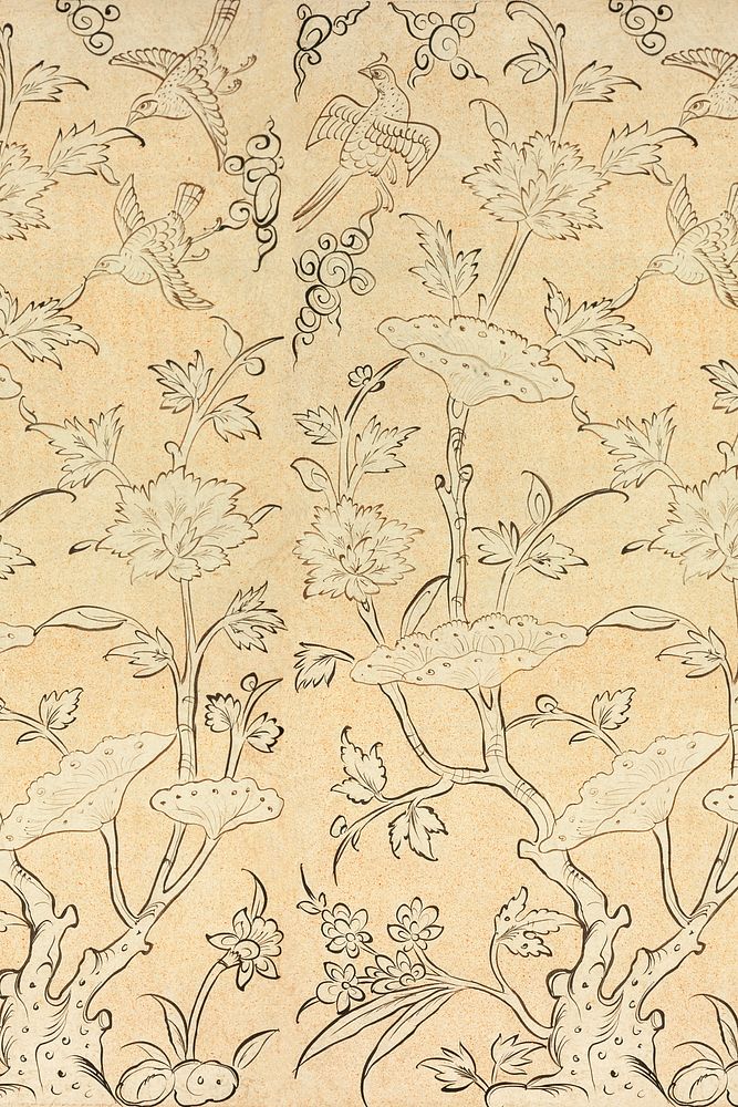 Vintage bird floral pattern background, featuring public domain artworks