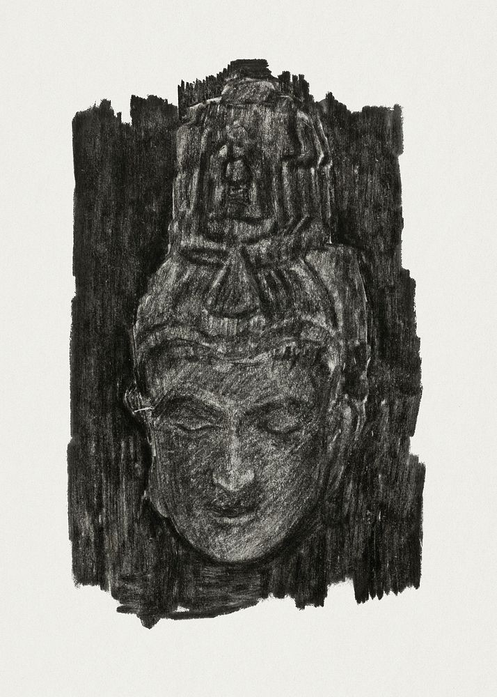 Vintage psd Shiva god head drawing, remixed from the artworks of Jan Toorop.