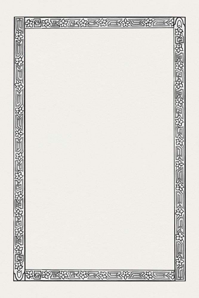Black and white art nouveau frame, remixed from the artworks of Jan Toorop.