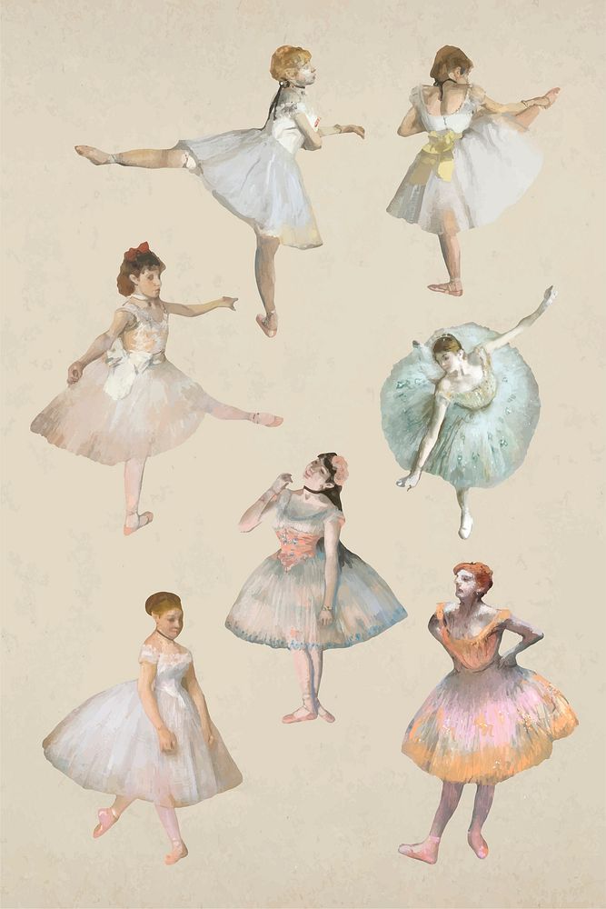 Ballerina psd collection, remixed from the artworks of the famous French artist Edgar Degas.