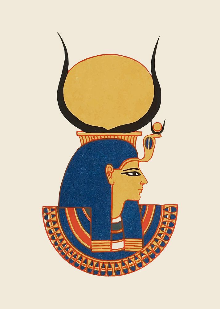 Antique Hathor Egyptian goddess vector element illustration
