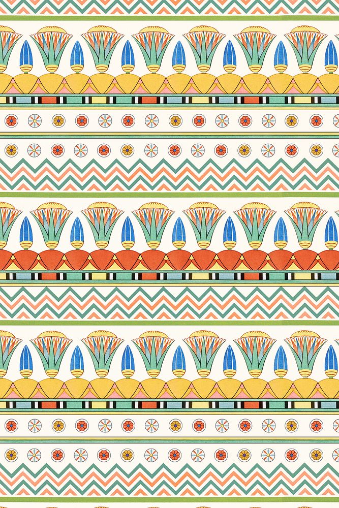 Polychrome ornamental Egyptian pattern background
