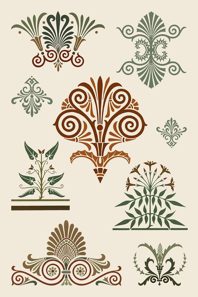 Greek ornamental element vector set