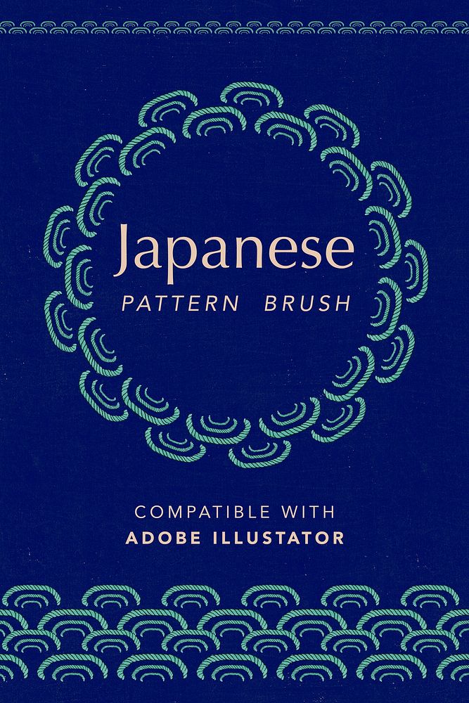 Japanese pattern brush vector editable social media template