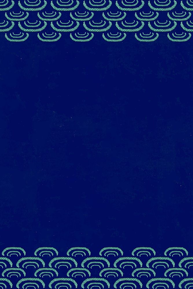 Dark blue Japanese wave vector pattern border, remix of artwork by Watanabe Seitei