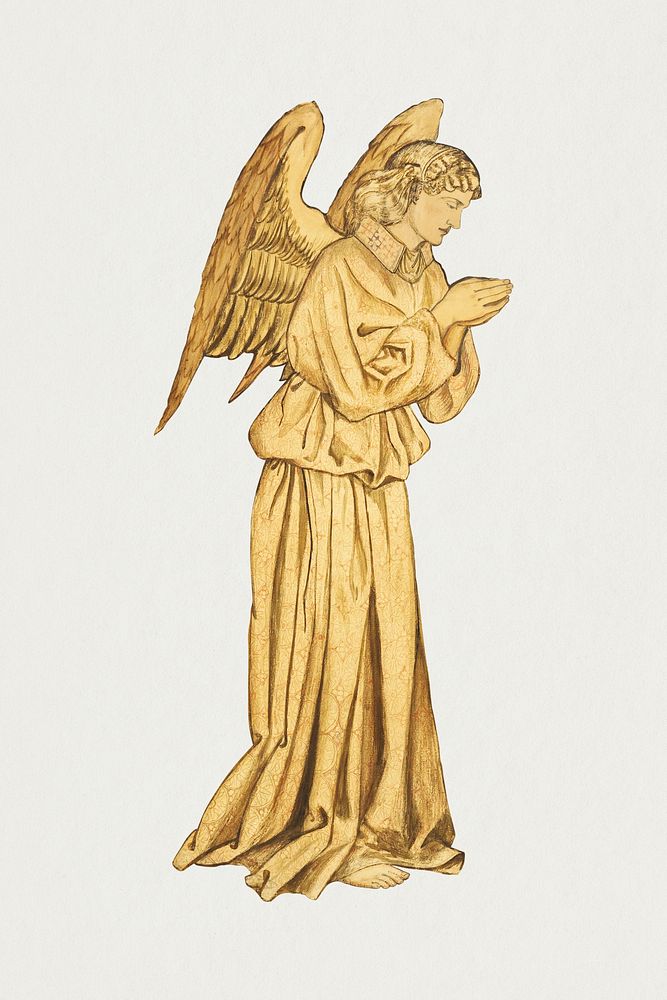 Vintage gold angel illustration design element