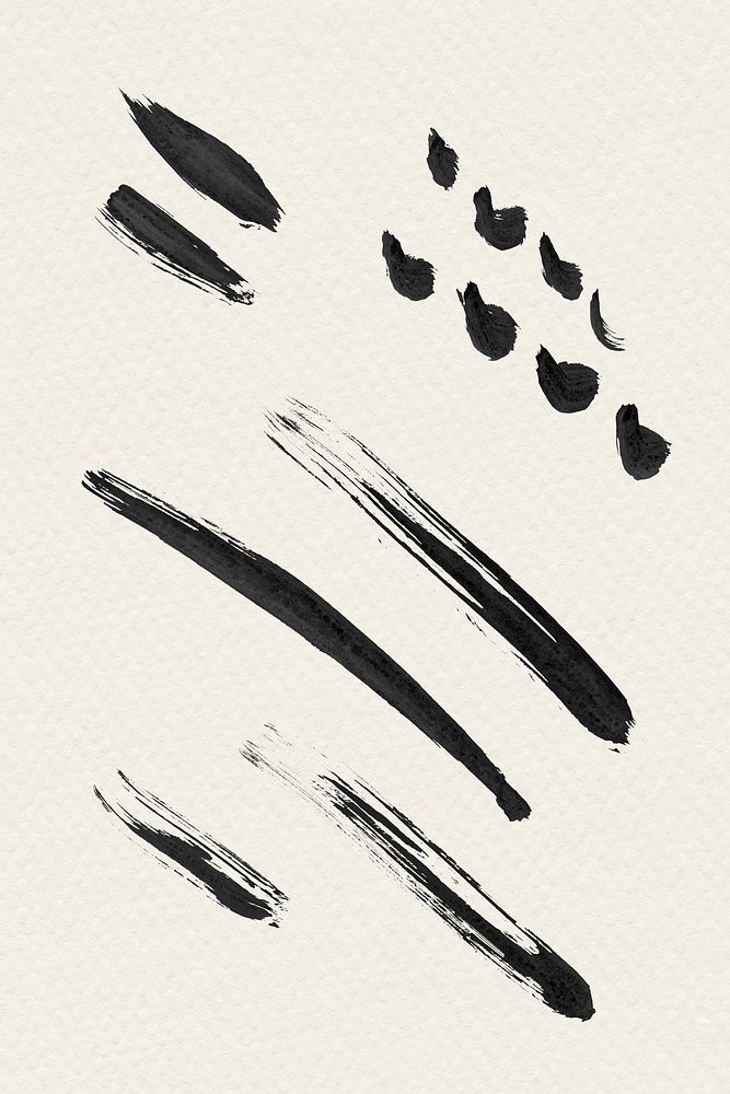 Abstract black brush stroke set mockup