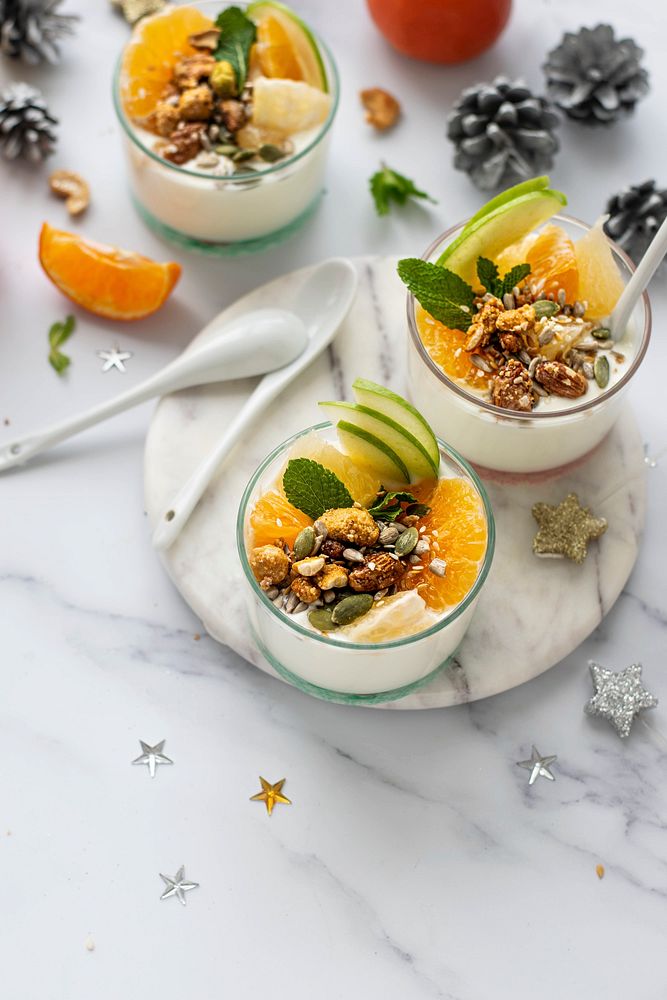 Citrus yogurt with caramelized nuts menu