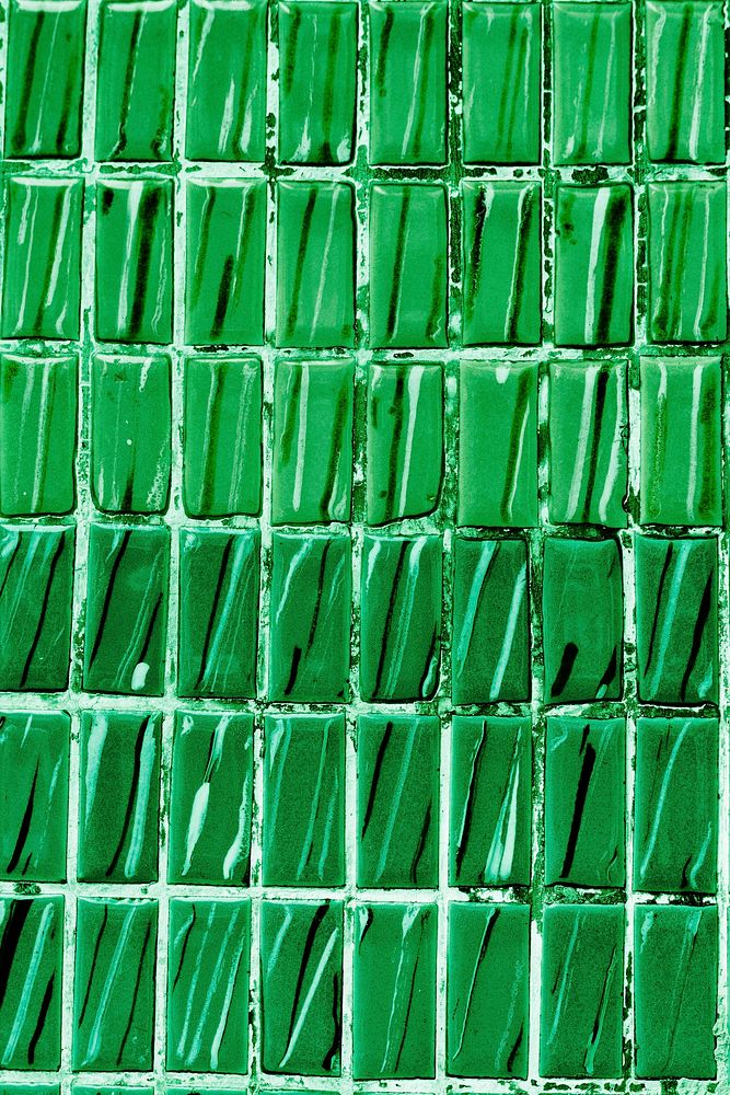 Emerald green tiles textured background