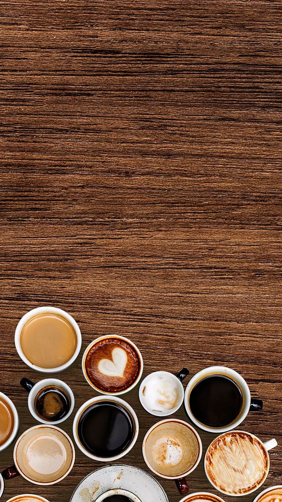 Cuffee cups on a natural wooden textured background