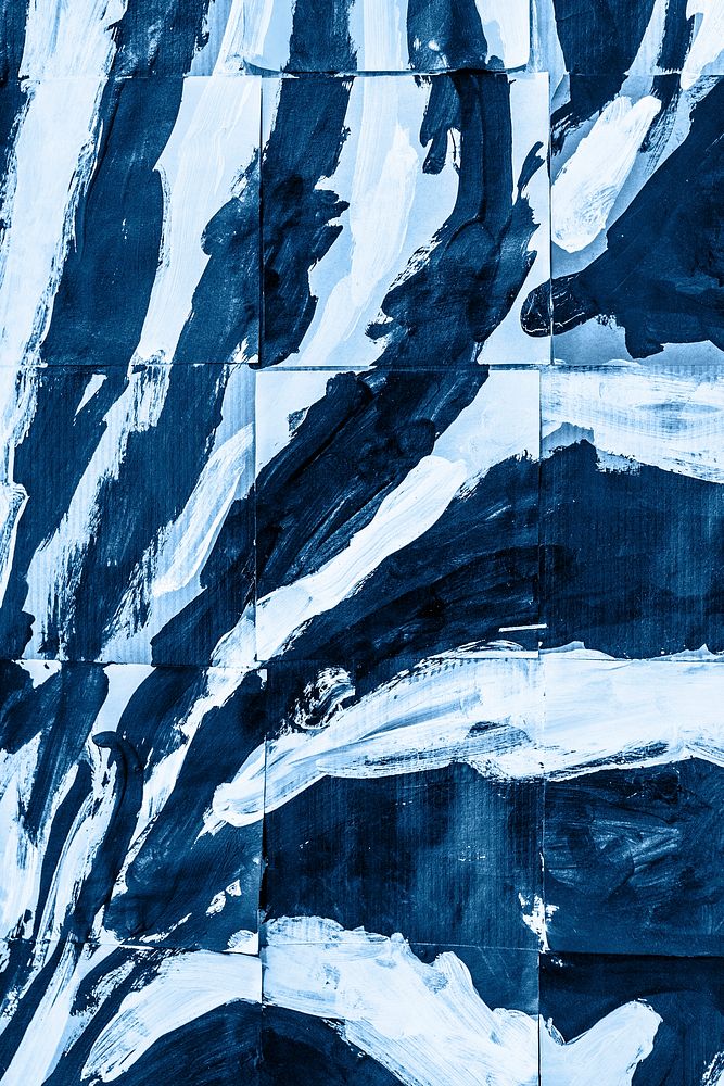 Blue abstract paint tiles background
