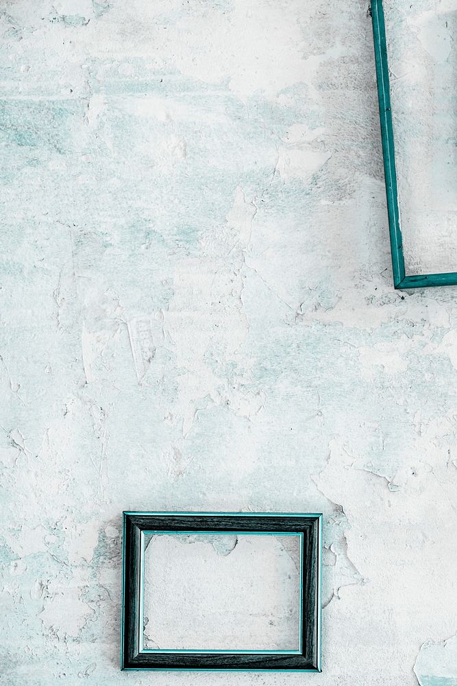 Blue frames on a plain wall 