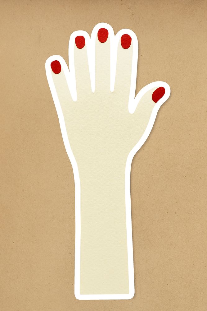 Hand with red nails paper craft sticker
