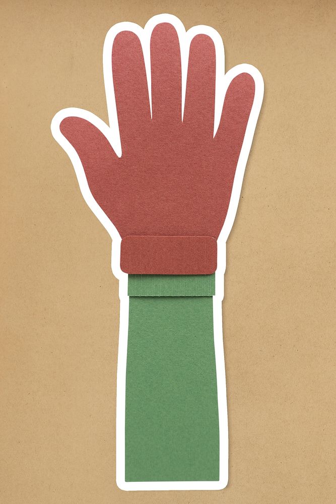 Brown glove and green sleeve winter outfit paper craft sticker