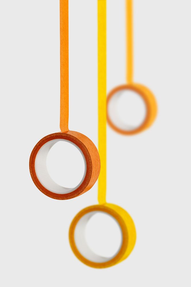 Yellow and orange rolls of tape mockup design resources