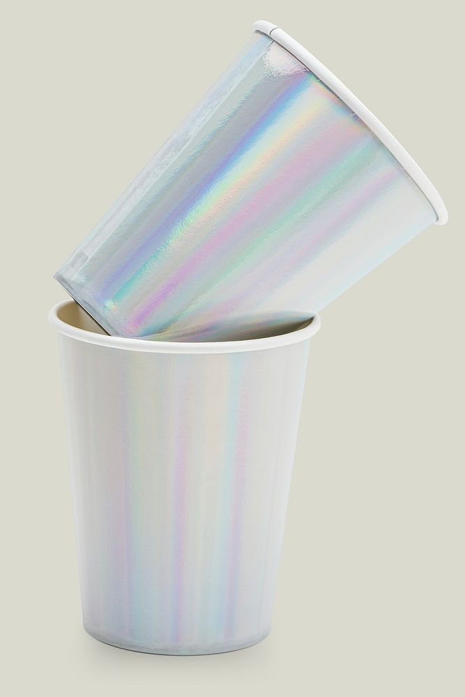Two holographic plastic cups design resource 